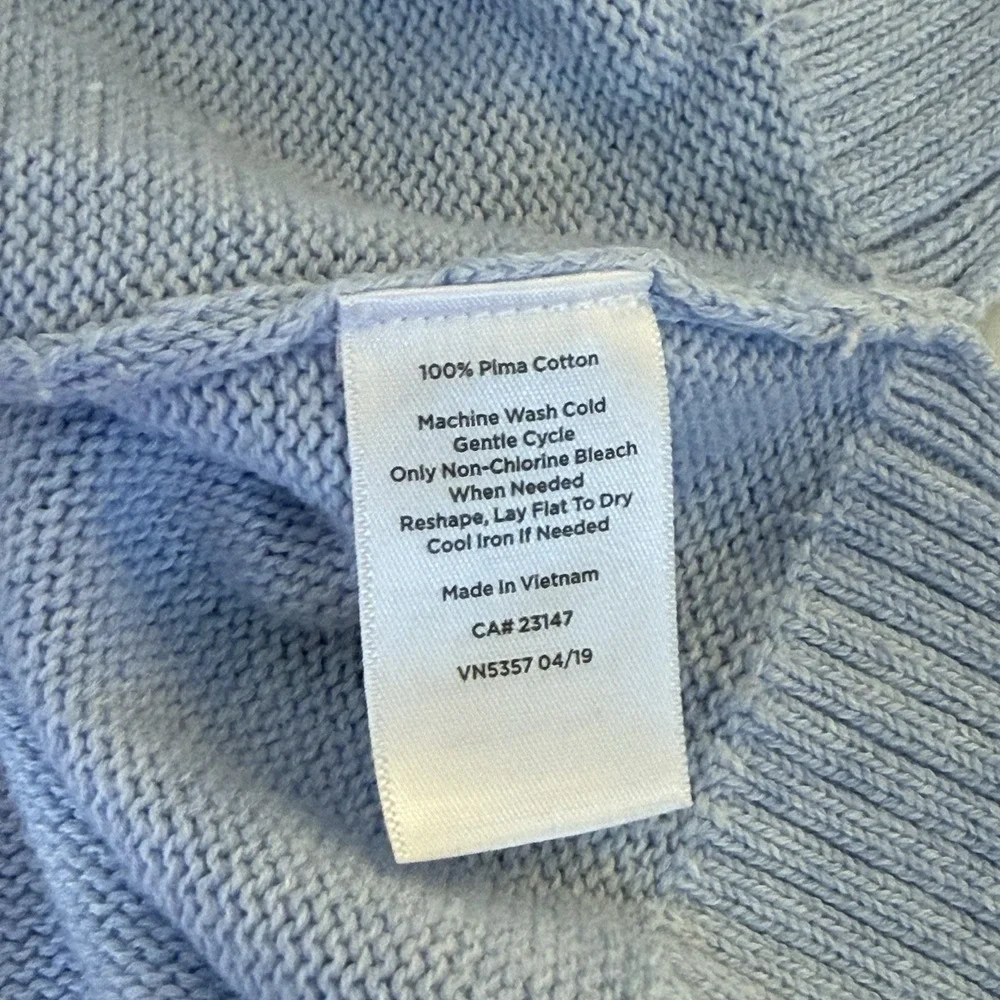 Talbots Double V-Neck Tie Back Sweater Light Blue Small Petite Preppy Coquette‎